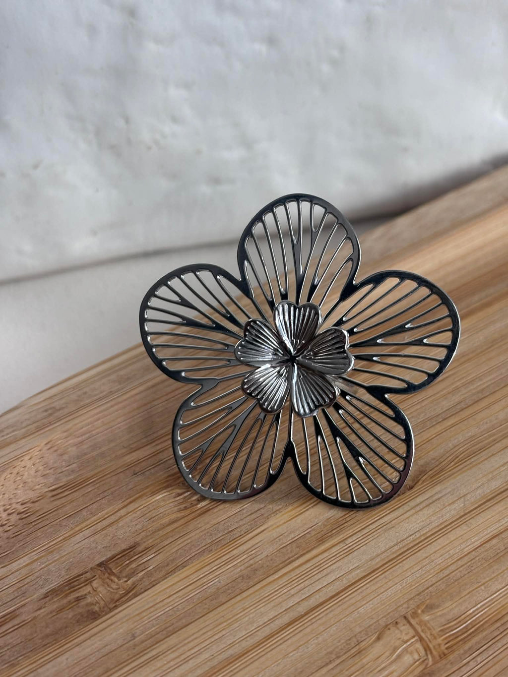 Bague grande fleur - argent