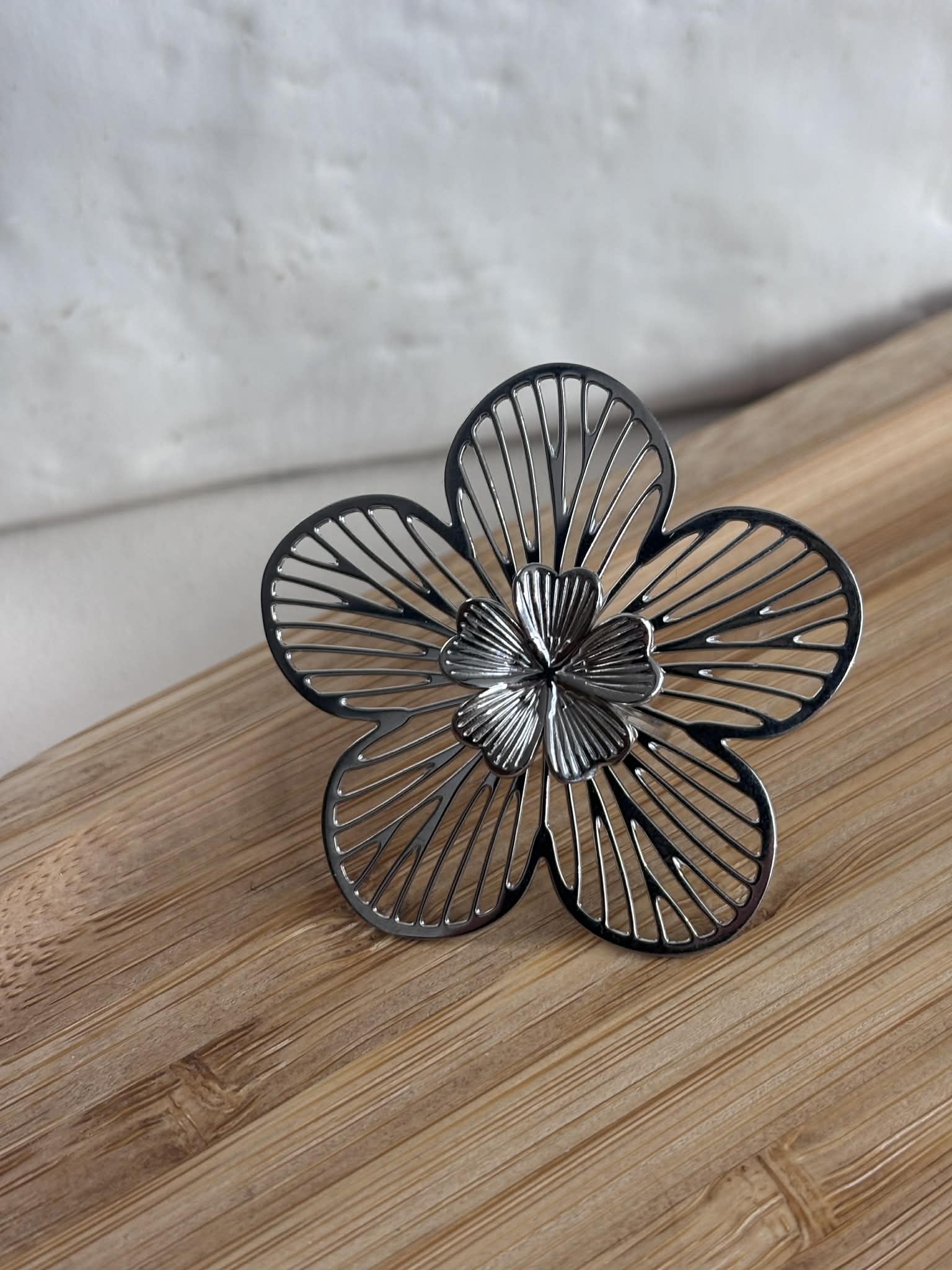 Bague grande fleur - argent