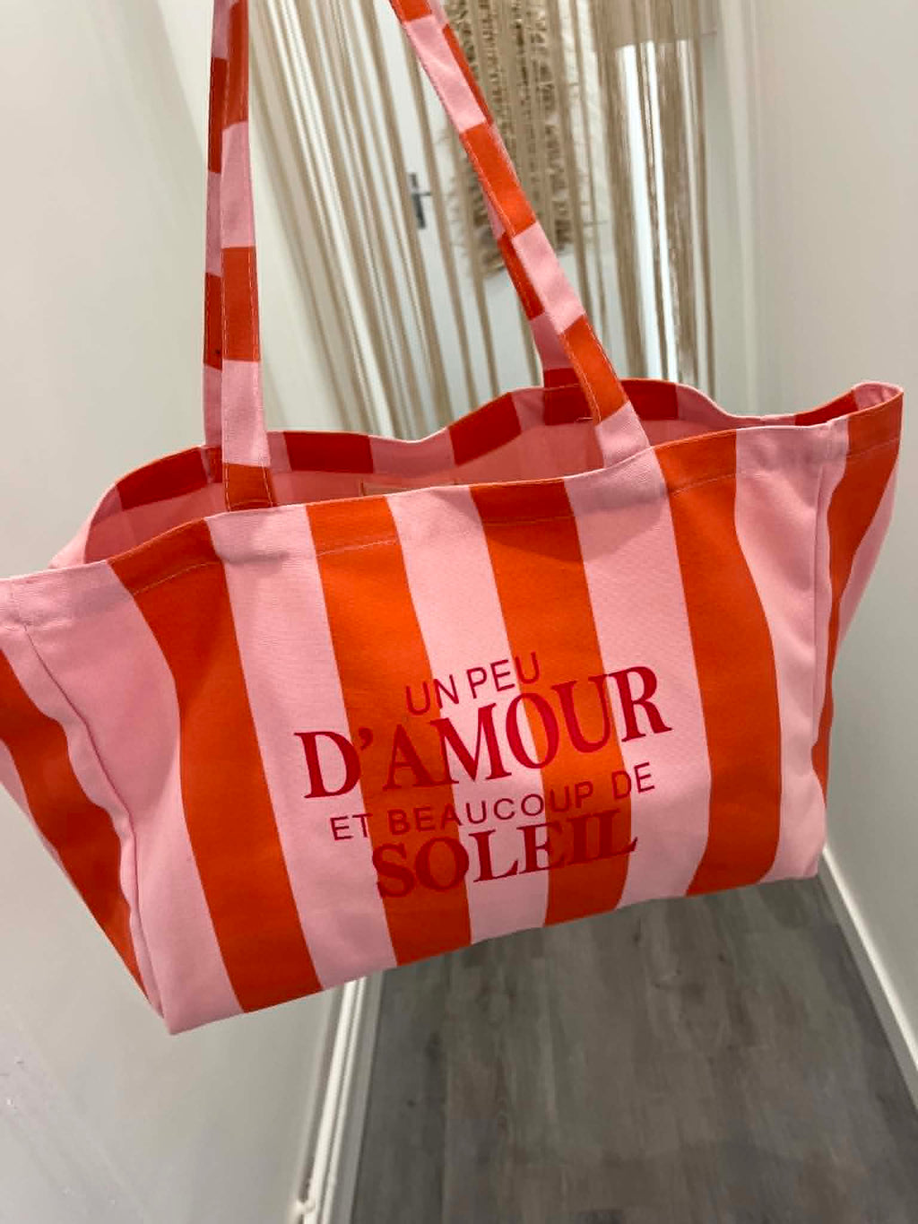 Sac a rayures rose et orange