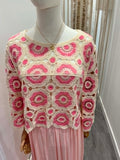 Pull en mail rose et blanc