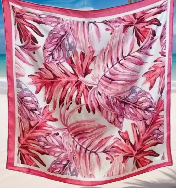 Foulard fleuries rose