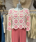 Pull maille crochet -  rose
